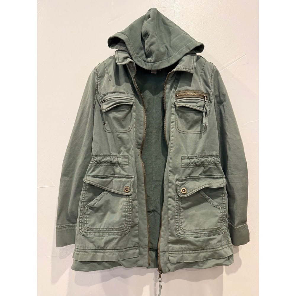 Marrakech Womens Small Olive Green Utility Field Jacket Hooded Cargo Military S